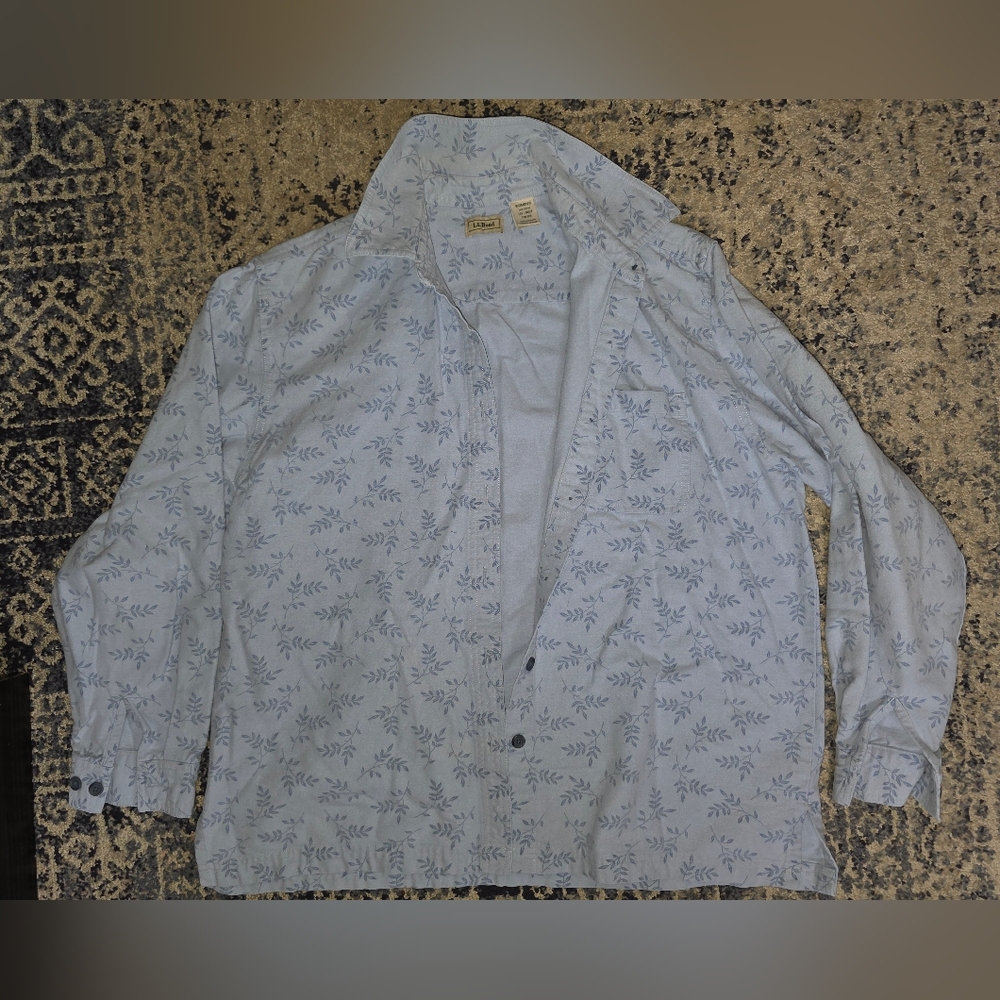 L.L. Bean Sky Blue Floral Button-Down Shirt
